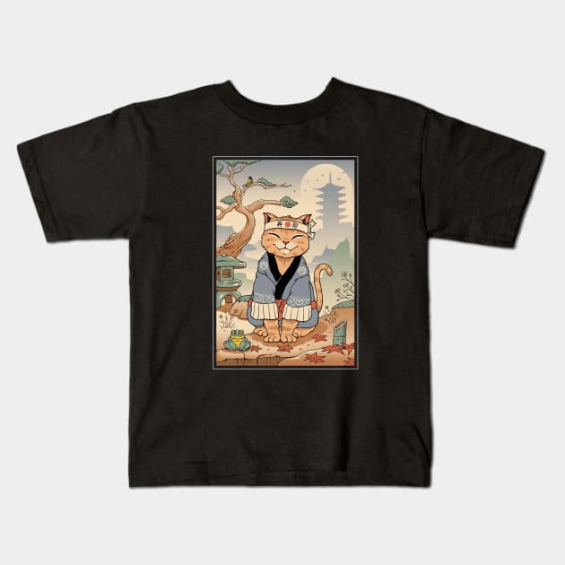 Zen Meowster Kids T-Shirt by Vincent Trinidad Art